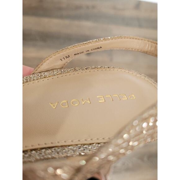 Pella Moda Women's Rooni Mid Heel Gold Strappy Sandal size 11 Sparkly #7 - Picture 7 of 7